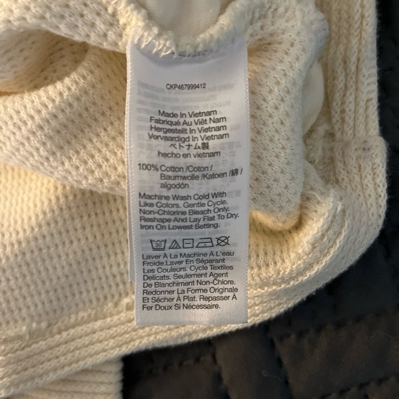 Madewell Women’s Sweater Cream Size Small Mock Neck Ribbed Pockets 100% Cotton - Picture 6 of 7